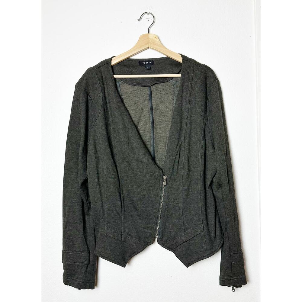 Torrid Women's Gray Blazer Zip Front Cardigan Blazer sz 2X - Picture 1 of 9